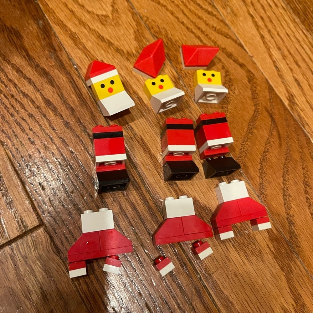 Lego Festive Santa Building Set - Red, White, Yellow - 3 Santa’s